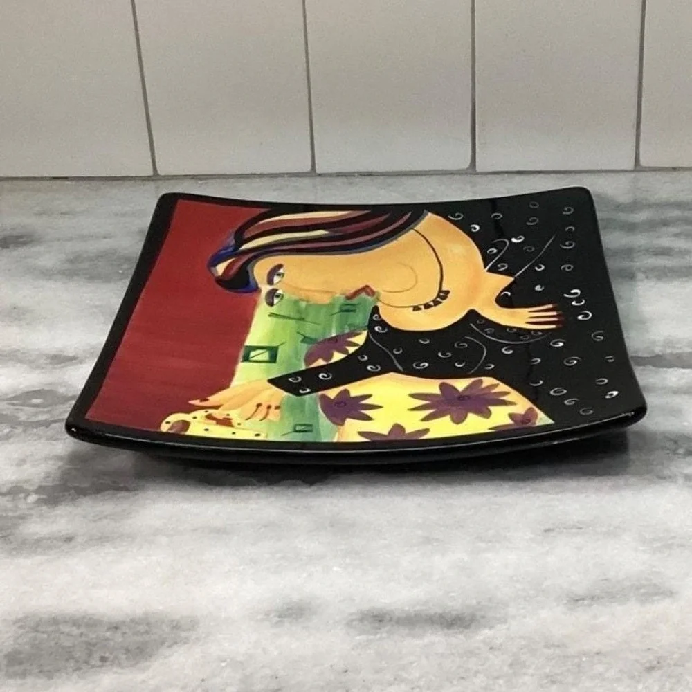 Naylor‎ Designs Hand Painted Decorative Plate, Vtg Coffee Lady Design, Wall Art